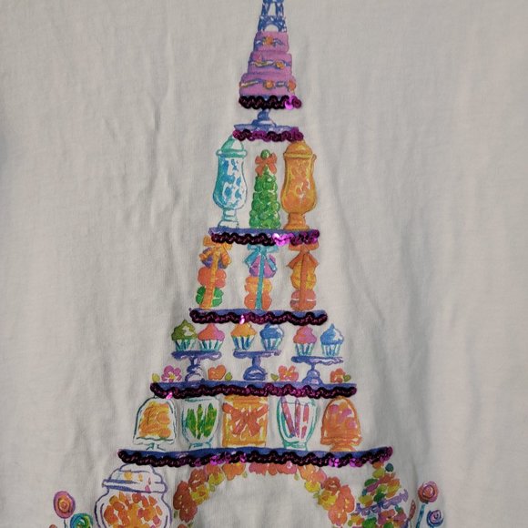 HTF Lands End Paris Macaroon Candy Cupcakes Girls Long Sleeve Graphic Tee Sz M - Picture 12 of 15